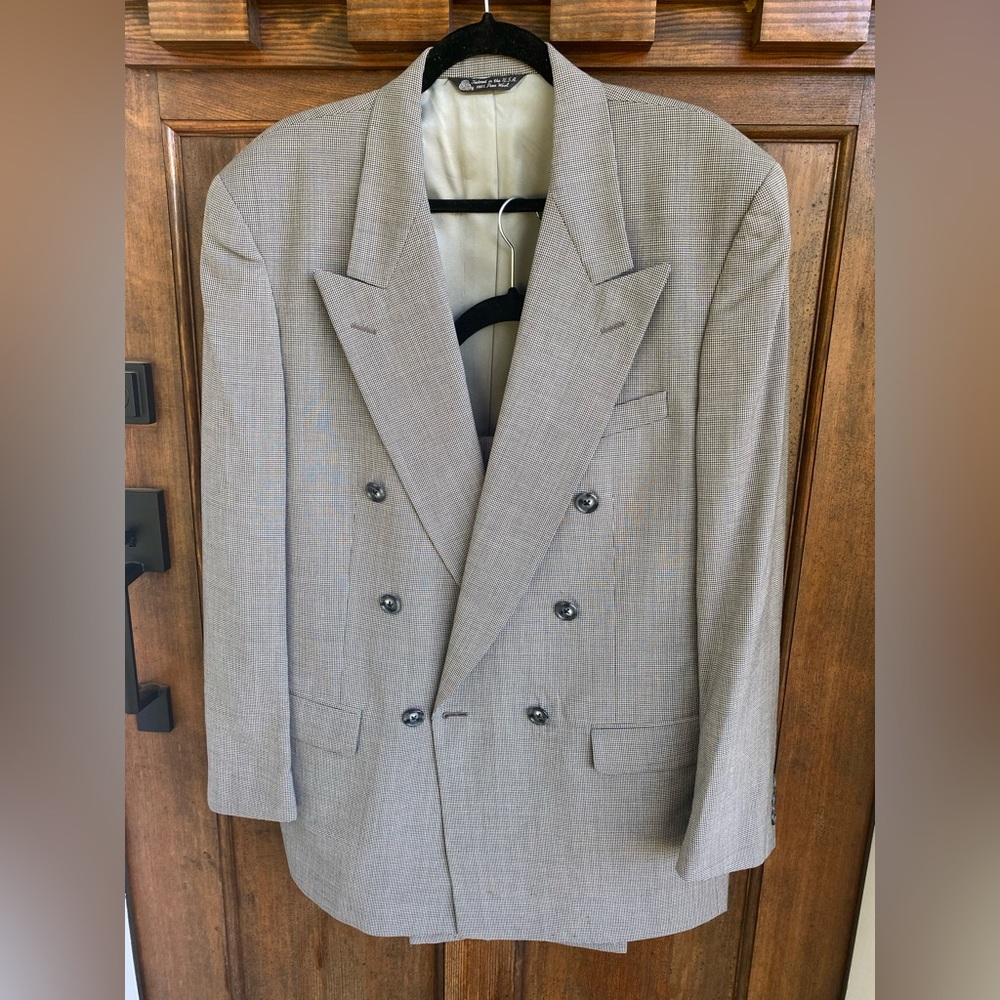 Vintage Christian Dior Men's Double Breasted Houndstooth Suit